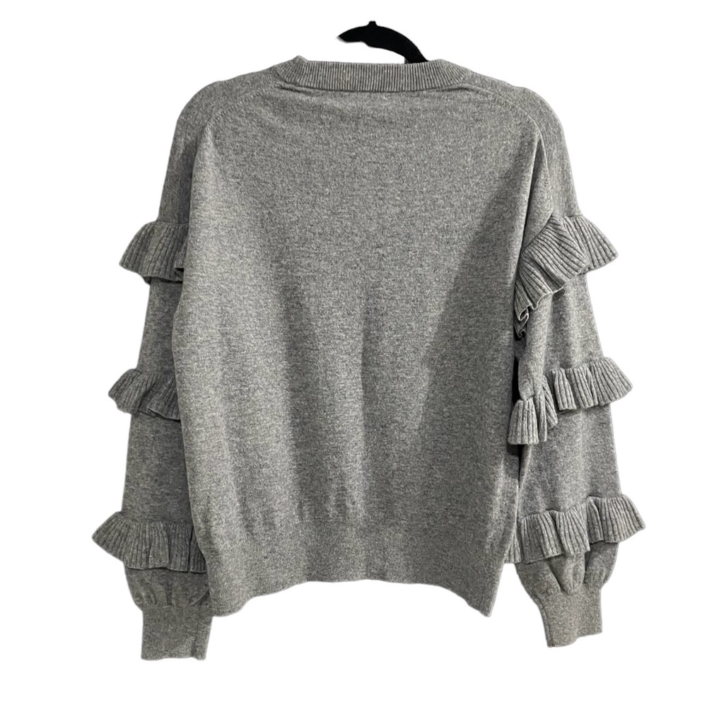 J. Crew Gray Ruffle Sleeve Sweater - Picture 4 of 7
